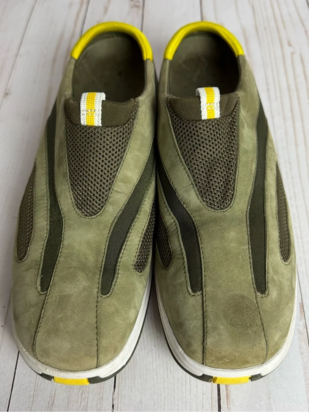 Cole Haan Green Suede Nike Air Slip On Sneakers Rubber Sole Nursing Comfort